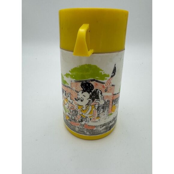 Vintage 1960s Disney Mickey Mouse Aladdin Industries Plastic Lunch Box Thermos - Picture 4 of 8